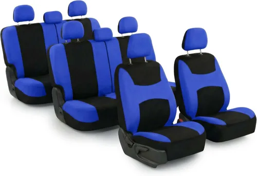 Miniatura 16 de Juego de funda para asiento bolsas de aire de tela negra ligera y fresca FH Group FH-FB030115-SEAT lista para separar; se ajusta a la mayoría de Rosa