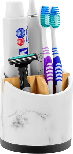 Miniatura 6 de VITVITI Organizador de mostrador de baño, soporte para cepillo de dientes para baño, organizador de baño de resina, almacenamiento de encimera