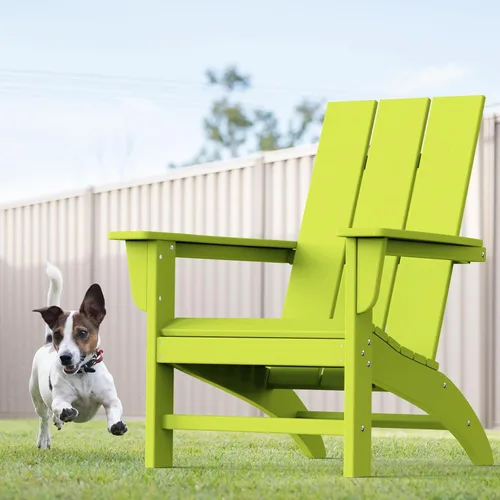 Miniatura 9 de Silla Adirondack moderna, sillas de patio de plástico HDPE para todo tipo de clima, silla para hoguera, sillas de césped al aire libre para terraza