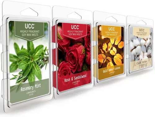 UCC Cera derretida, cubos de cera de soja, aroma fuerte de larga duración, mezcla perfumada prémium para derretir tartas, romero menta, rosa y