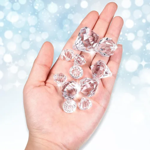 Miniatura 7 de 100 piezas de relleno de jarrón de diamantes para decoración de manualidades, diamantes falsos de varios tamaños, gemas acrílicas de cristal