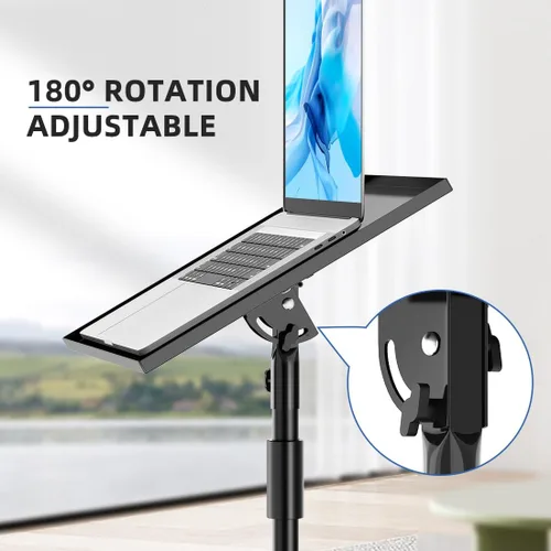Miniatura 5 de Soporte para proyector con ruedas, trípode para laptop de 29 a 69 pulgadas con bandeja para mouse, soportes de DJ de altura ajustable con soporte