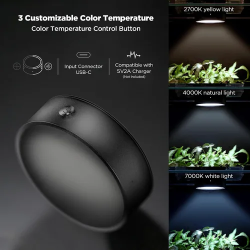 Miniatura 4 de ONF Mist O Shelf - Luz magnética LED colorida para promover el crecimiento de plantas de interior, puerto tipo C adaptable para decoración