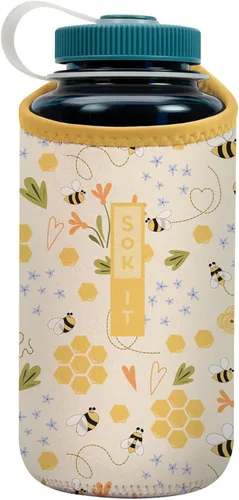 Miniatura 180 de Sok It BotlSok Funda para botella de agua con cubierta de neopreno aislante (Floral abstracto, se ajusta a CamelBak o Nalgene de 12 onzas)