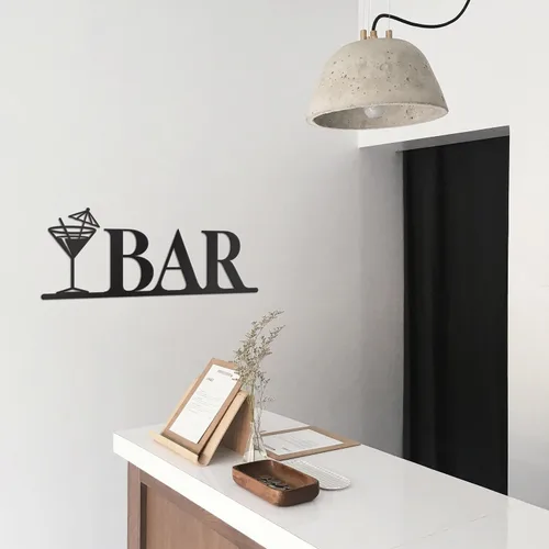 Miniatura 8 de Vivegate Decoración de pared de barra de metal, letras modernas de barra negra para decoración de bar del hogar