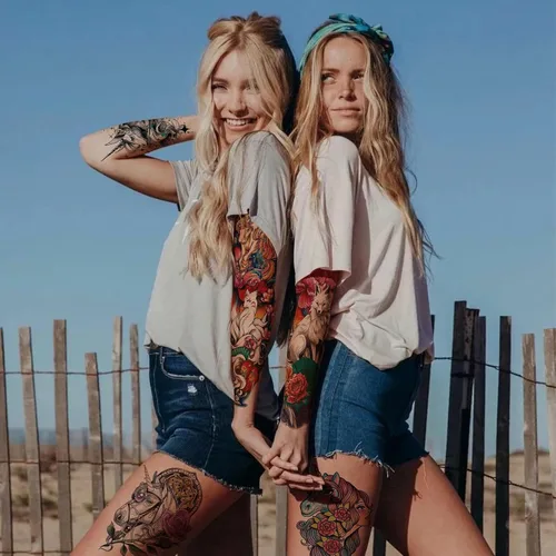 Miniatura 3 de Aresvns Lindo tatuaje temporal, lindo tatuaje falso para mujeres, tatuaje de manga Waterpoof temporal para barbacoa, piscina, fiesta en la playa