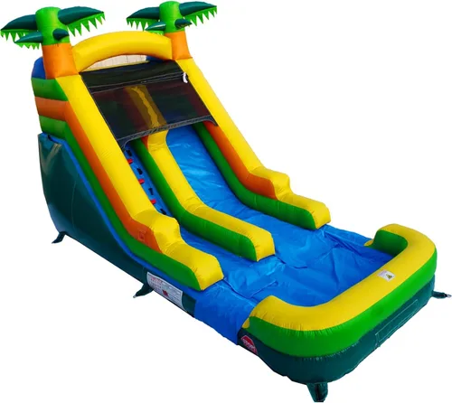 Casa de rebote de tobogán acuático semicomercial para niños grandes, piscina grande y poco profunda, juego acuático al aire libre (con soplador de