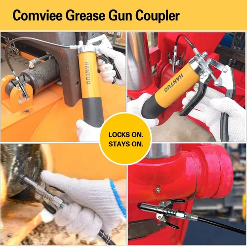 Miniatura 7 de Acoplador de pistola de grasa, puntas de pistola de engrase, puntas de grasa de liberación rápida de bloqueo de doble mango, accesorios de pistola