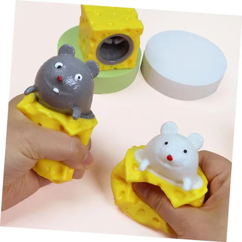 Miniatura 4 de FRCOLOR 2pcs queso ratón Squeeze Stress Relief broma para niños descompresión creativa Squishy ratones color aleatorio