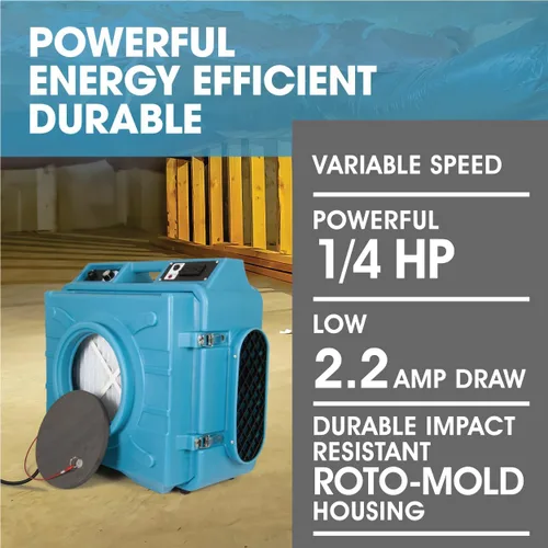 Miniatura 9 de Depurador de aire HEPA con salidas GFCI para cadena Daisy 1/4 HP, 675 CFM, 2.2A Restauración de daños por agua, salas de cultivo PA-600-HAS