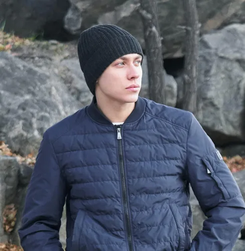 Miniatura 4 de Connectyle Gorro de lana con forro polar para hombre, gorro de lana de invierno de punto