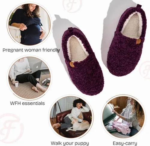 Miniatura 5 de EverFoams Pantuflas completas de espuma viscoelástica de oveja para mujer