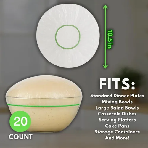 Miniatura 2 de 20 cubiertas para cuencos - cubiertas de alimentos de plástico reutilizables con elástico, ideales para la fermentación del pan y almacenamiento