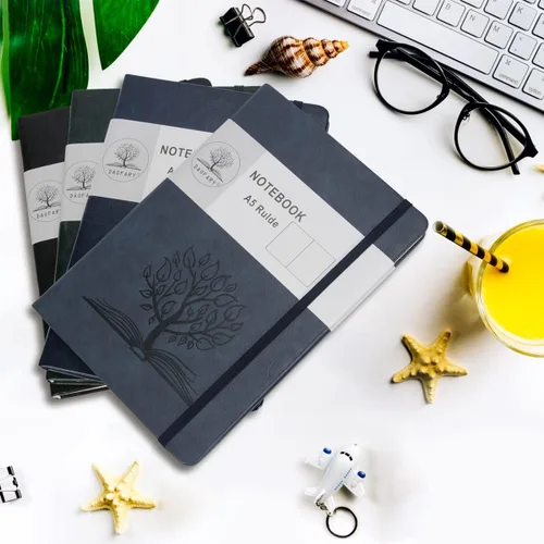 Miniatura 6 de Daofary Cuaderno A5 con rayas de cuero, 160 páginas, diario de 100gsm de papel grueso, tapa dura, con bolsillo, para trabajo, hombres y mujeres, 8.4