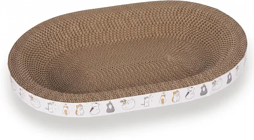 Miniatura 15 de PatiencET Paquete de 4 almohadillas para arañazos para gatos con caja, rascador de cartón para gatos de interior, rascador reversible con caja