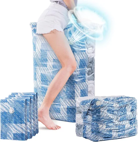 Miniatura 14 de TAILI Paquete de 8 bolsas de almacenamiento al vacío, bolsas de ahorro de espacio (3 Jumbo + 5 medianas), bolsas selladas al vacío para ropa, ropa