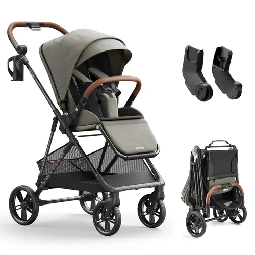 Miniatura 17 de MAMAZING Air Lux - Cochecito de bebé, marco de fibra de carbono de solo 15.8 libras, cochecito plegable compacto para niños pequeños con asiento Gris