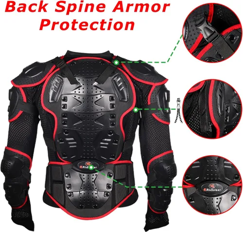 Miniatura 4 de RIDBIKER - Protector de blindaje desmontable, de cuerpo completo, para motocicleta, chaqueta de carreras, motocross, camisa protectora para pecho