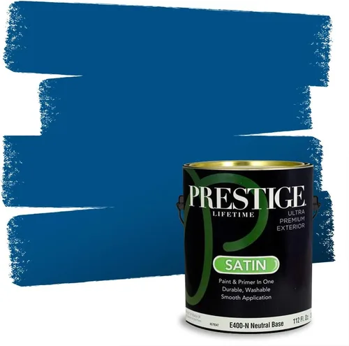 Miniatura 74 de Prestige Paints. - Base y pintura para exteriores en un solo galón, 1 galón. plano, comparable con Sherwin Williams Topsail. SW159-azul hechizante.