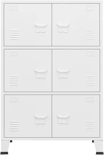 Miniatura 4 de Cabient de almacenamiento de metal de estilo industrial con 2 estantes, archivador de acero blanco con 6 puertas para oficina en casa, garaje