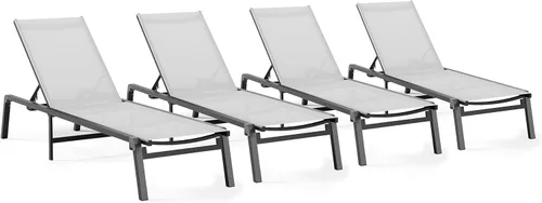 Miniatura 57 de Tumbona de Aluminio para Exteriores - Silla de Descanso Plegable y de Montaje Libre para Exteriores con 5 Respaldos Ajustables, Silla de Patio