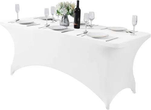 Miniatura 157 de Mantel de elastano para mesas de 4, 6 u 8 pies, mantel elástico universal ajustable para fiestas, banquetes, bodas y eventos - Verde manzana
