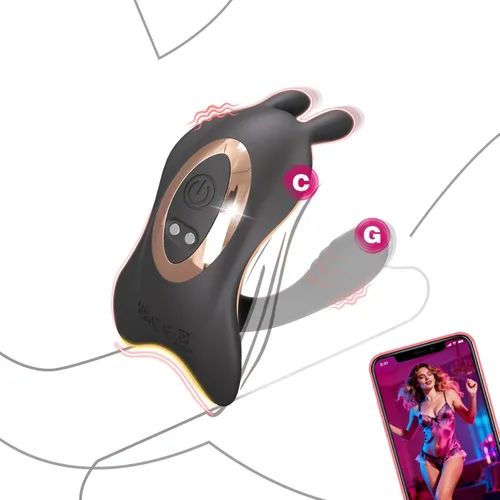 Vibrador manos libres, juguetes sexuales para parejas y mujeres, con estimulador de conejo para el placer del pene, mini aplicación de control