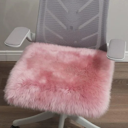Miniatura 27 de LLB Fundas de Piel de Oveja para Silla Cojines de Silla de Oficina Almohadillas de Silla de Comedor Cojín de Asiento de Silla de Escritorio
