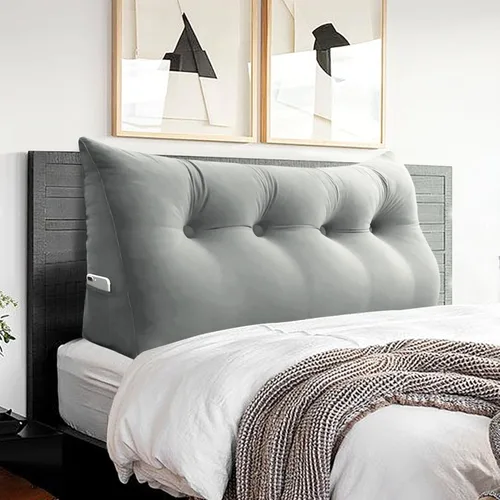 Miniatura 23 de Almohada de cabecero triangular - Almohada grande para cama de 3 en 1 como almohada de lectura en cuña, almohada grande para sofá o cama de día