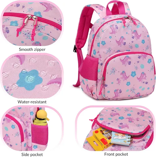 Miniatura 5 de Ryushoyo Mochila infantil para niños y niñas, mochila para niños y niñas, para jardín de infantes, 2 tamaños con correa para el pecho, Dinosaurio