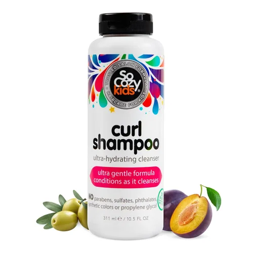 SoCozy Champú para rizos | Para cabello de niños | Limpiador ultrahidratante | Sin parabenos, sulfatos, colores ni tintes sintéticos, crema dulce,