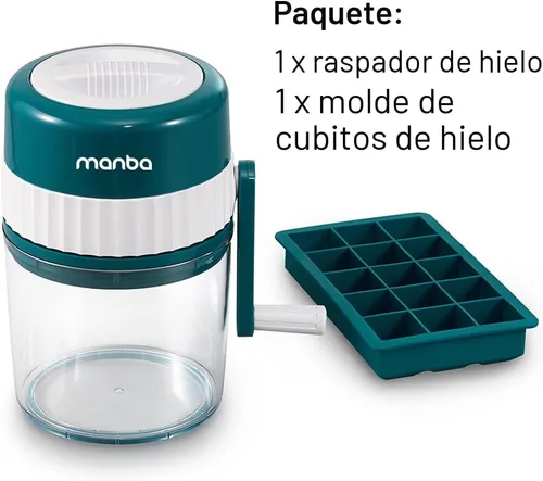 Miniatura 7 de MANBA Picadora de Hielo y Máquina de Cono de Nieve - Picadora de Hielo Portátil de Primera Calidad y Máquina de Hielo Raspado con Cubiteras Gratis