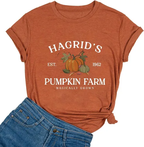 Miniatura 4 de Woffccrd - Camisetas divertidas con estampado de calabaza y leopardo para mujer, camisetas gráficas de manga corta de Halloween para mujer