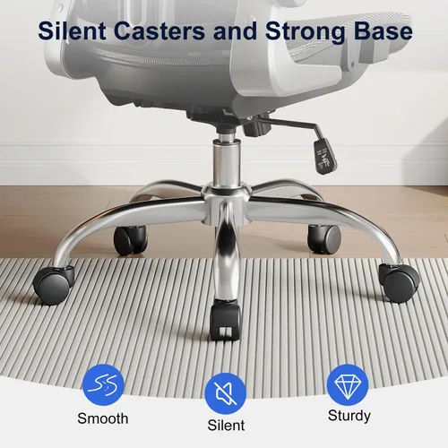 Miniatura 12 de marrap Silla de oficina ergonómica, cojín de asiento de malla con reposabrazos 3D y reposacabezas 3D, soporte lumbar ajustable con función de Negro