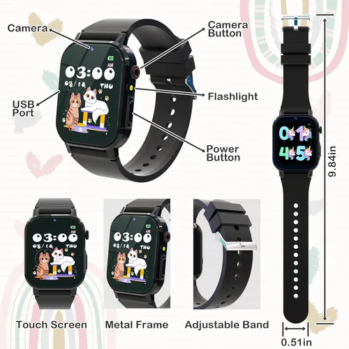 Miniatura 7 de Reloj Inteligente para Niños de 32 Juegos para Niños de 5 a 12 Años, Reloj Inteligente para Niños con Pantalla Táctil HD, Cámara de Video