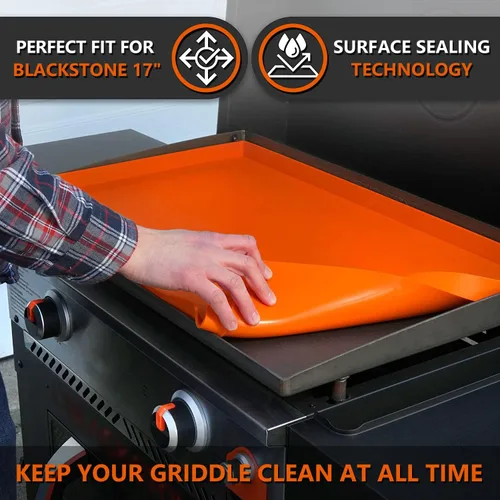 Miniatura 2 de Alfombrilla de parrilla de silicona de 17" para parrilla Blackstone de 17 pulgadas, cubierta de parrilla de silicona resistente de grado Naranja 17