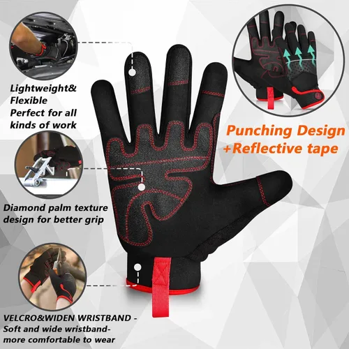 Miniatura 3 de MOREOK Guantes de trabajo de jardinería para hombres/mujeres [fortalece la protección de la palma] guantes protectores de utilidad guantes