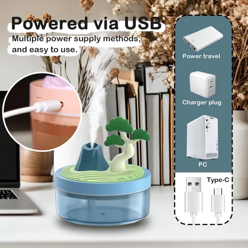 Miniatura 3 de Mini Humidificador Lindo 320mL con Vapor Frío y 2 Modos de Niebla, para Hogar/Guardería/Oficina, Mini Humidificador de Aire Portátil, humidificador