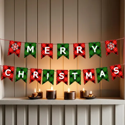 Miniatura 4 de Cartel de Feliz Navidad con cuerda, letrero de papel para chimenea, pared y ventana, decoración de fiesta navideña para el hogar y la oficina