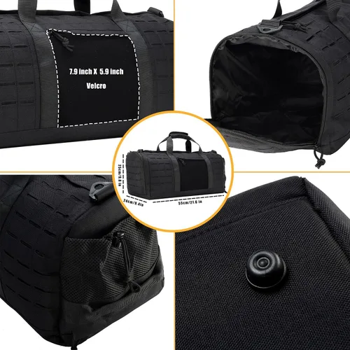 Miniatura 7 de QT&QY Bolsa táctica militar de 40 litros para hombre, bolsa de gimnasio, bolsa de viaje, bolsa de entrenamiento con compartimento para zapatos