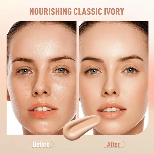 Miniatura 2 de FV Paquete de 2 bases de maquillaje líquidas, impermeables y ligeras, acabado natural con cobertura media, base hidratante para piel seca y normal
