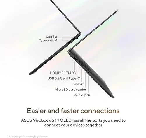 Miniatura 7 de ASUS Vivobook S 14 OLED Portátil Delgado, AMD Ryzen AI 9 365 (10 núcleos), 24 GB, SSD de 512 GB, teclado RGB personalizable, negro neutro