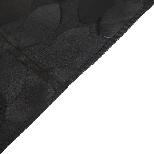 Miniatura 5 de TABLECLOTHSFACTORY - Mantel cuadrado de tela de tafetán de pétalos de hojas 3D de 54 pulgadas, color negro