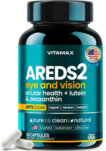 AREDS 2 Vitaminas oculares – Luteína, zeaxantina, arándano, suplemento mineral de astaxantina para la visión – Apoya la fatiga ocular, ojos secos,