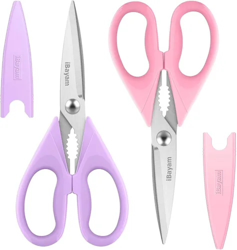 iBayam Tijeras de cocina, accesorios de utensilios de cocina morados, tijeras de carne de alta resistencia multiusos, tijeras de aves de corral,
