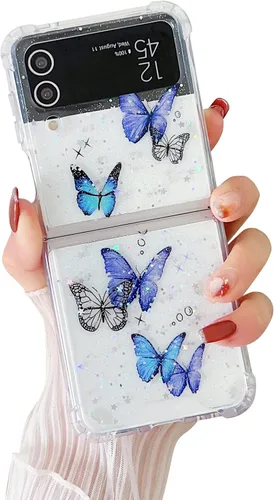 Miniatura 30 de Compatible con Samsung Galaxy Flip 4, funda transparente con flores secas prensadas, para mujeres y niñas, TPU suave a prueba de golpes, funda