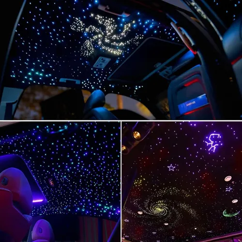 Miniatura 7 de AKEPO Home Car 36W 4 Colores Luz de Fibra Óptica Parpadeante, Total 1000pcs*0.75mm/0.03in Kit de Techo de Estrellas Luz de Techo de Cielo