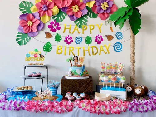 Miniatura 3 de JeVenis Mona - Decoración de cumpleaños de Hawaii, pancarta de cumpleaños de Luau, decoración de fiesta de cumpleaños hawaiano para fiesta de verano