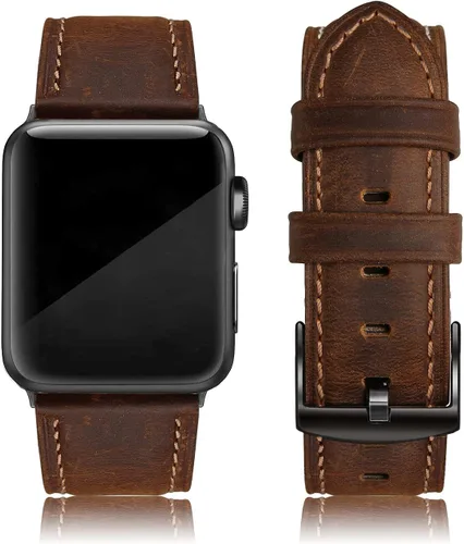 Miniatura 34 de EDIMENS Correas de cuero compatibles con Apple Watch de 1.81 pulgadas, 1.77 pulgadas, 1.73 pulgadas, 1.65 pulgadas (serie 1, 2, 3) para hombres