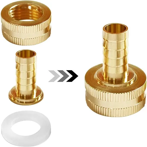 Miniatura 4 de Uenede 2 piezas de latón macizo de 1/2 pulgada de púas x 3/4 pulgadas GHT hembra manguera de jardín conector empalmador reparación montaje incluye 2